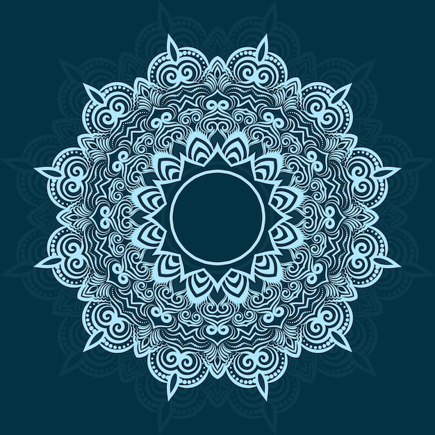 un diseño redondo de un mandala en un fondo azul