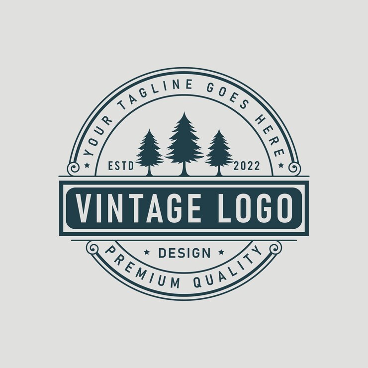 Diseño de registro de estilo retro vintage de pino