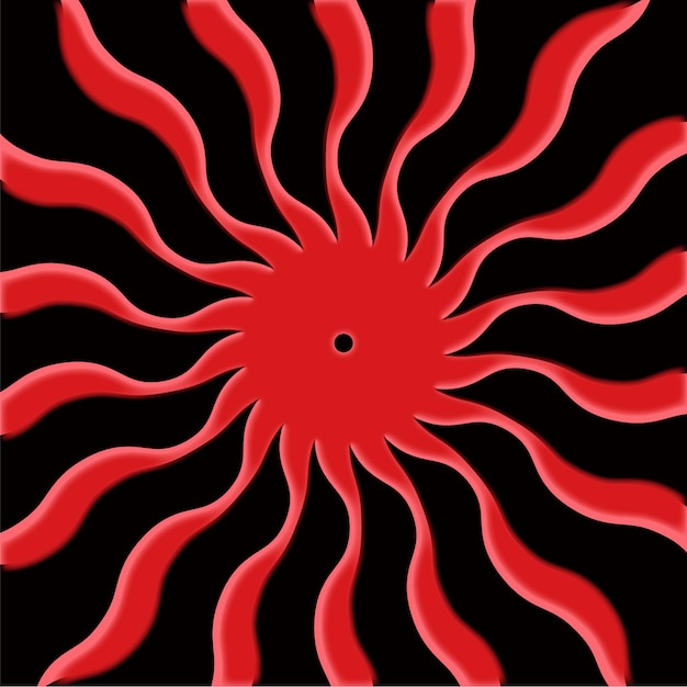 Diseño de remolino radial rojo sobre fondo negro