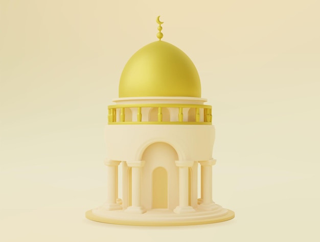 Vector diseño de renderizado de mezquita 3d