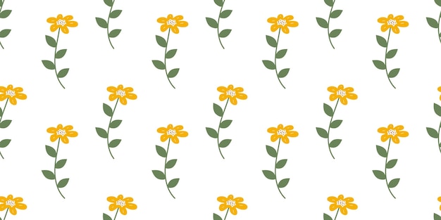 Diseño de repetición floral de primavera para impresión Textura vectorial plana de verano Ornamento minimalista botánico Fondo de naturaleza para textiles y envolturas Flor patrón sin costuras sobre fondo blanco