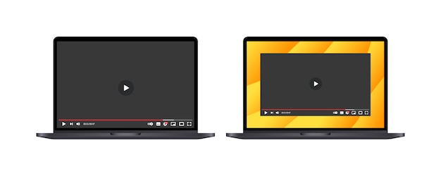 Diseño de reproductor de video Color plano ver video Ilustración vectorial