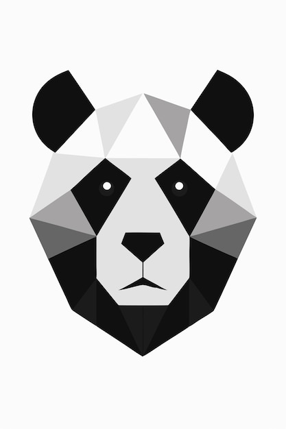 Diseño de retratos geométricos de panda sobre un fondo blanco