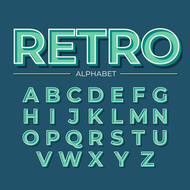 Diseño retro 3d para alfabeto