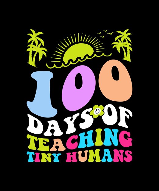 Vector diseño retro de camiseta de 100 días de escuela