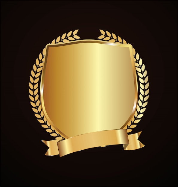diseño retro escudo dorado