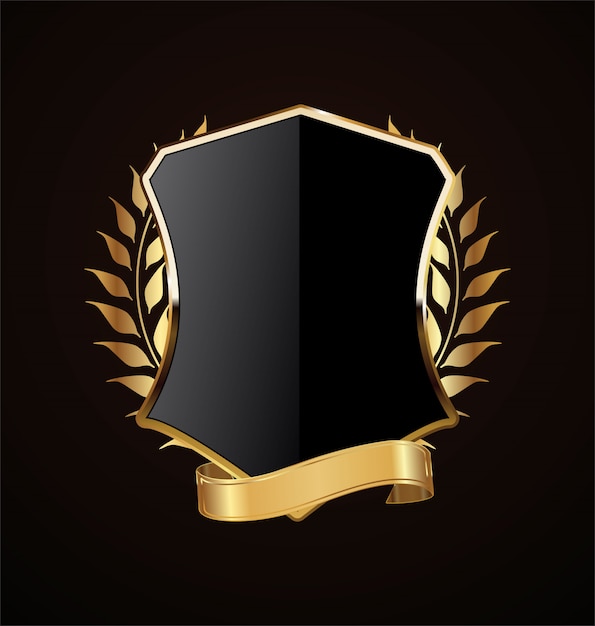 diseño retro escudo dorado