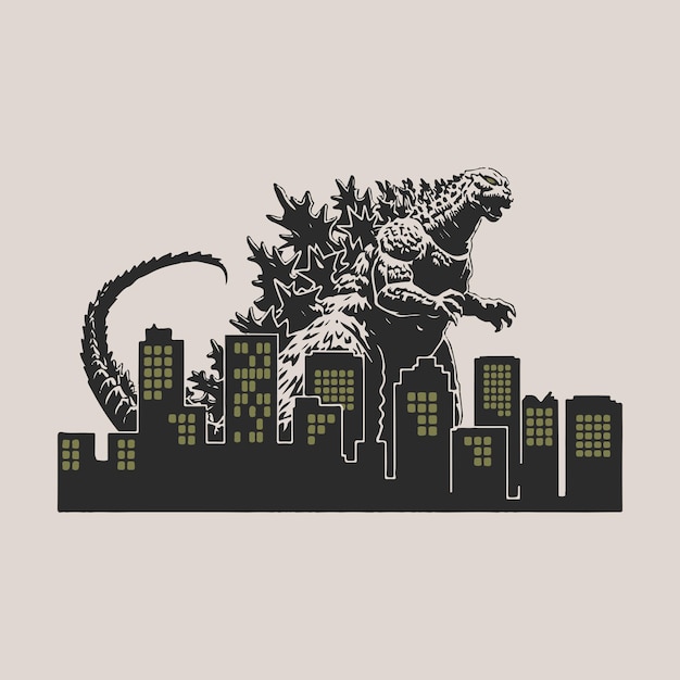 El diseño retro de Godzilla Rampage Vector 5