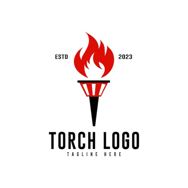 diseño retro del vector del logotipo de la antorcha de fuego