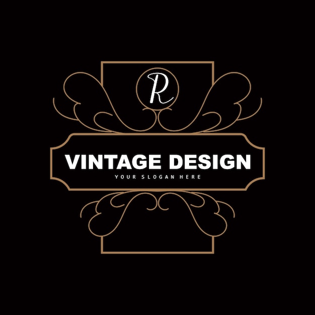 Vector diseño retro vintage logotipo de adorno de vector minimalista lujoso con mandala y estilo batik ilustración de marca de producto invitación banner moda