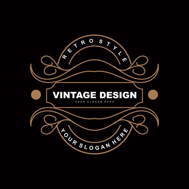 Diseño retro vintage logotipo de adorno de vector minimalista lujoso con mandala y estilo batik ilustración de marca de producto invitación banner moda