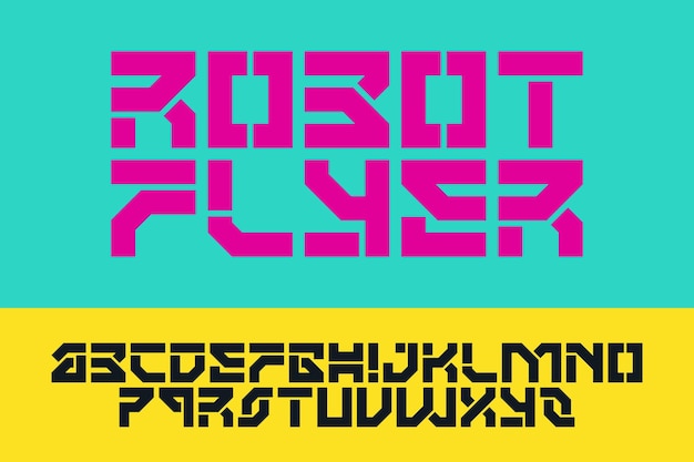 Vector diseño robot flyer tipografía alfabeto tipografía fuente letra texto