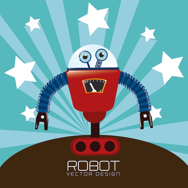 Diseño de robot sobre fondo azul ilustración vectorial