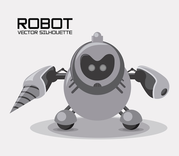 Diseño de robot sobre fondo gris ilustración vectorial