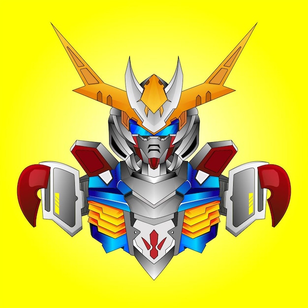 Diseño robótico personalizado básico de Gundam con un estilo de concepto de ilustración moderno para el emblema de desplazamiento