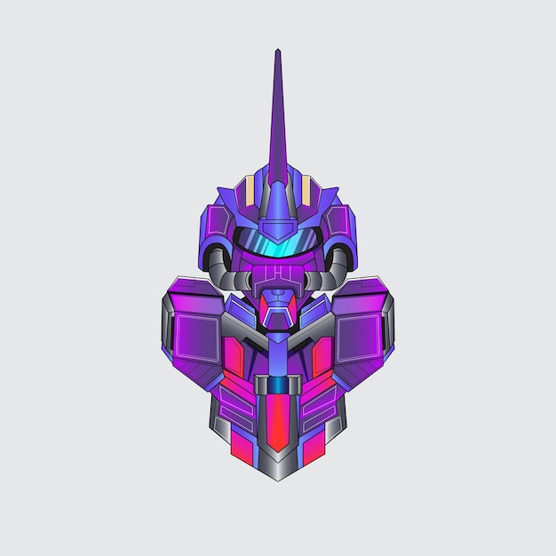 Diseño robótico personalizado básico de Gundam con un estilo de concepto de ilustración moderno para el emblema de desplazamiento