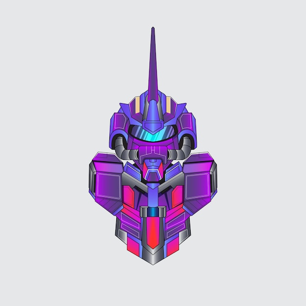 Diseño robótico personalizado básico de Gundam con un estilo de concepto de ilustración moderno para el emblema de desplazamiento