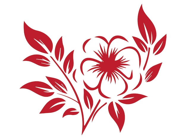 un diseño rojo y blanco con una flor roja en él