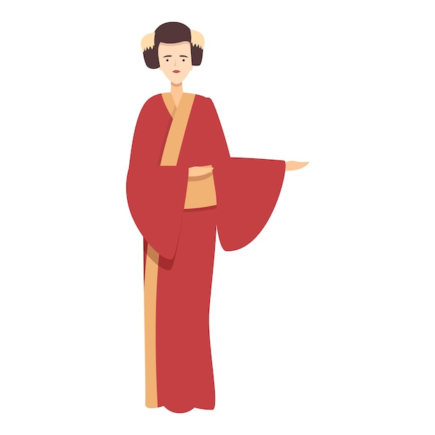 Diseño rojo geisha icono dibujos animados vector Japón mujer kimono tradicional