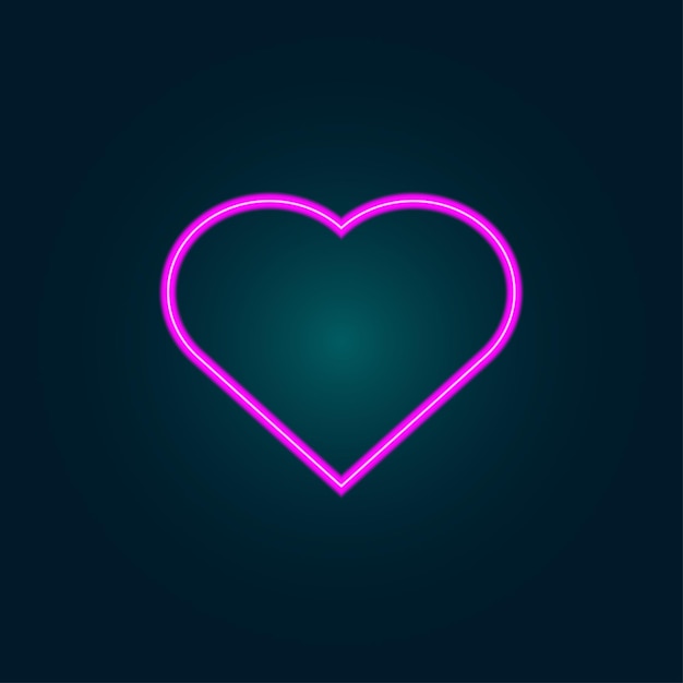 Diseño romántico para el corazón de neón del día de San Valentín feliz
