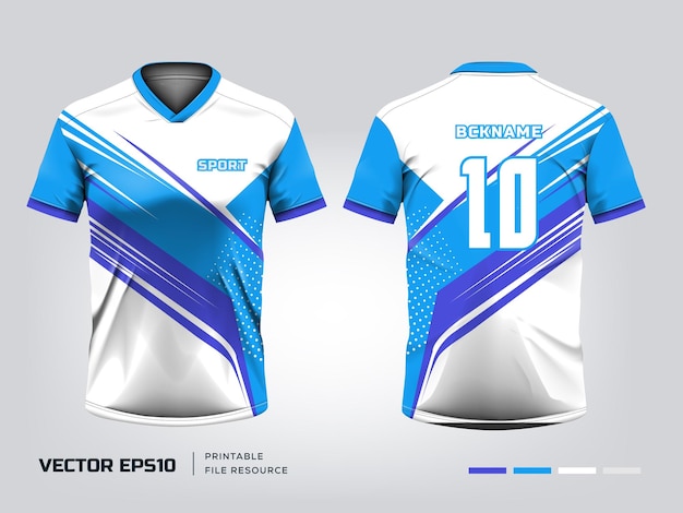 Diseño de ropa de camisa deportiva Maqueta y diseño de camiseta de fútbol para uniforme deportivo vista delantera y trasera