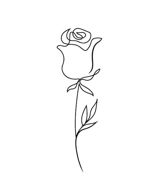 Diseño de rosa de una línea Ilustración de vector de estilo minimalista dibujado a mano