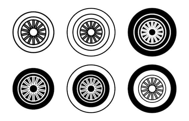 El diseño de la rueda del coche Line Art Logotipo conjunto rueda del automóvil Ilustración vectorial