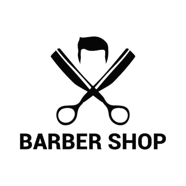 Diseño de salón de peluquería minimalista vectorial con logotipo de barbería elegante