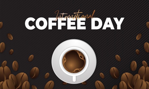 Diseño de saludo del día internacional del café moderno y premium.