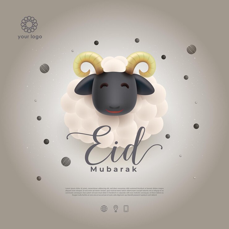Diseño de saludo de Eid Adha Mubarak con caligrafía islámica árabe y un nuevo modelo de orname islámico