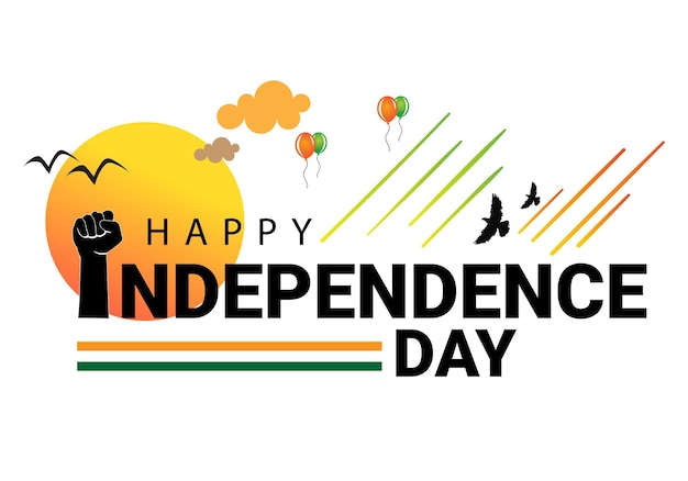 Diseño de saludo feliz día de la independencia con logo de puño