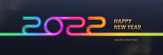 Diseño de saludo de logotipo de año nuevo 2022 con número multicolor de año