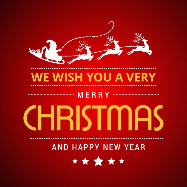 Diseño de saludos de feliz Navidad con vector de fondo rojo