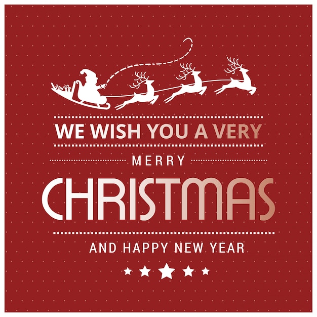 Diseño de saludos de feliz Navidad con vector de fondo rojo