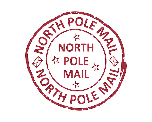 Diseño de sello de goma del grunge de correo del Polo Norte con fondo blanco