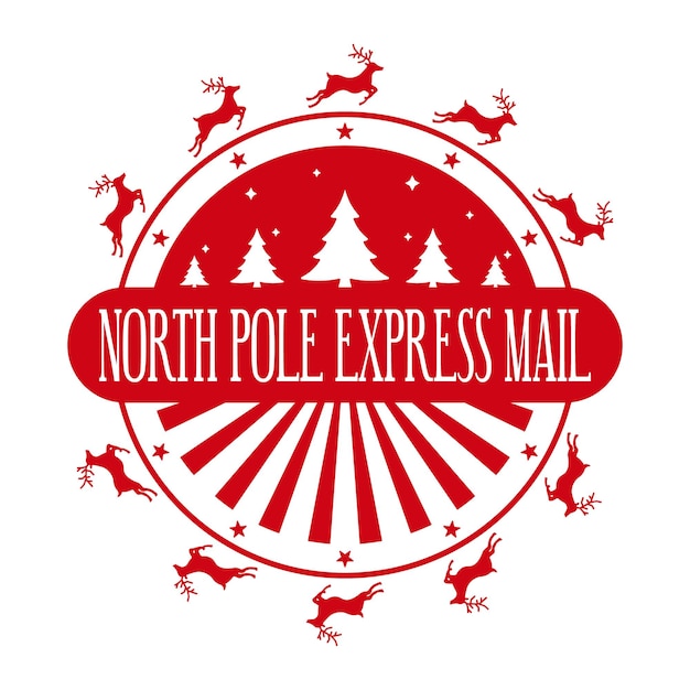 Diseño de sello redondo de correo expreso del polo norte para cartas o regalos