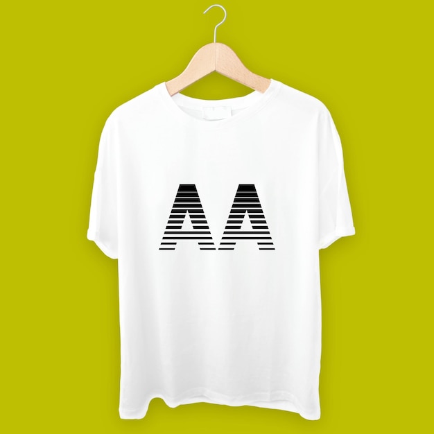 Diseño sencillo de camiseta de tela blanca y diseño de maqueta de camisa colgante blanca