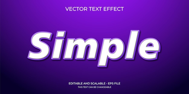 Diseño sencillo de efectos de texto 3D en color púrpura
