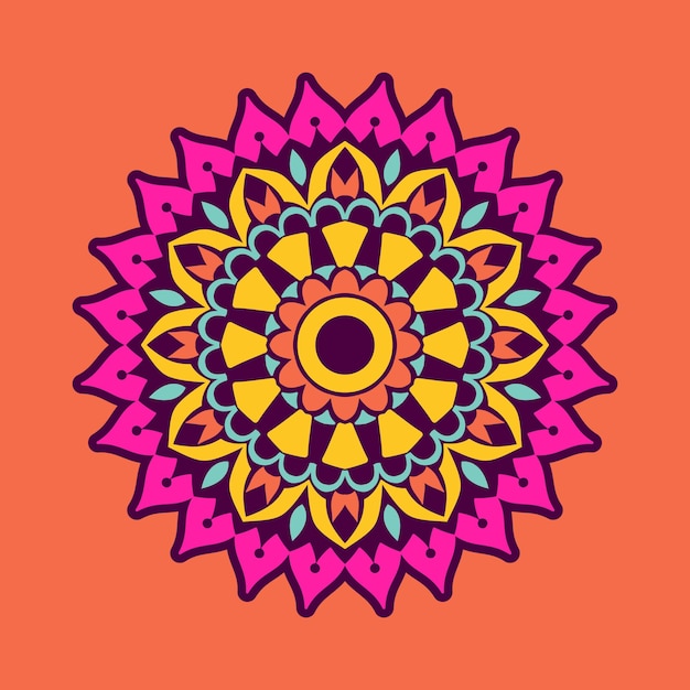 Diseño sencillo de fondo de mandala colorido