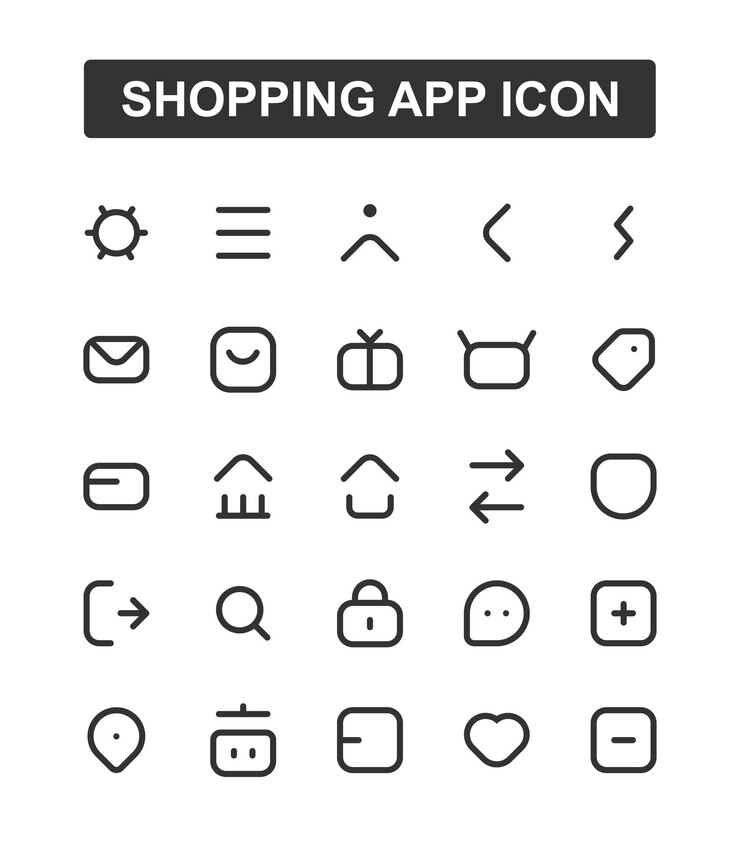 Vector diseño sencillo y genial del icono de la aplicación de compras