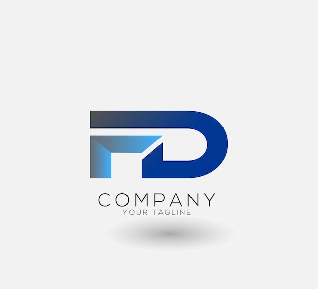 Diseño sencillo de letras del logotipo FD Icon Vector de logotipo geométrico abstracto