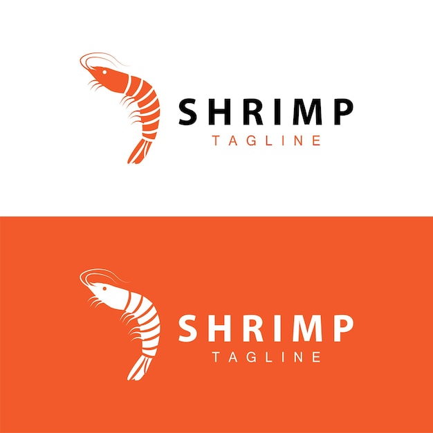 Diseño sencillo de logotipo de camarón vector de sushi de mariscos de restaurante de camarones ilustración de plantilla