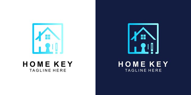Diseño sencillo de logotipo de casa y clave con vector premium de estilo moderno