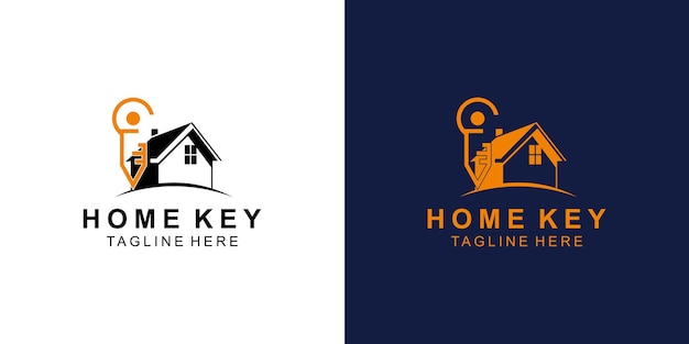 Diseño sencillo de logotipo de casa y clave con vector premium de estilo moderno