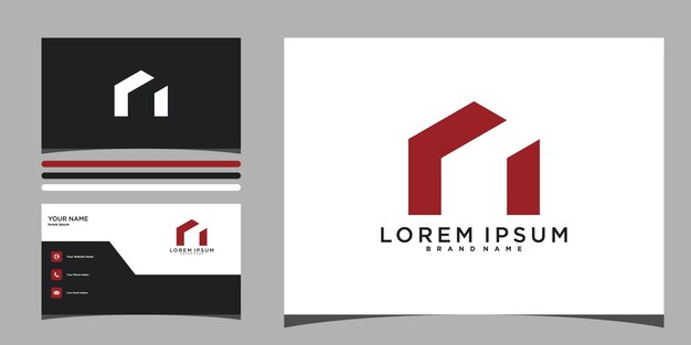 Diseño sencillo del logotipo de la casa con forma moderna y tarjeta de visita Premium Vector