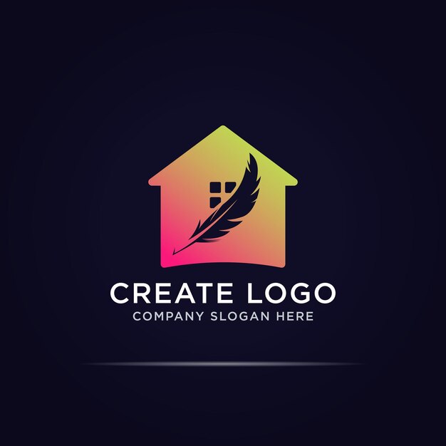 diseño sencillo del logotipo de la casa de plumas