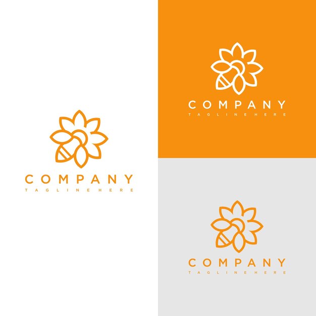 Diseño sencillo del logotipo de la flor de abeja