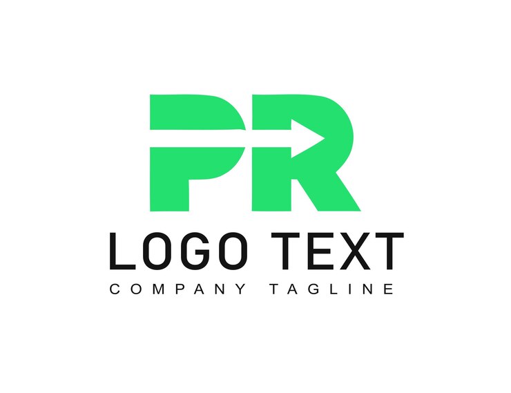 Vector diseño sencillo del logotipo de la letra p r con un concepto único