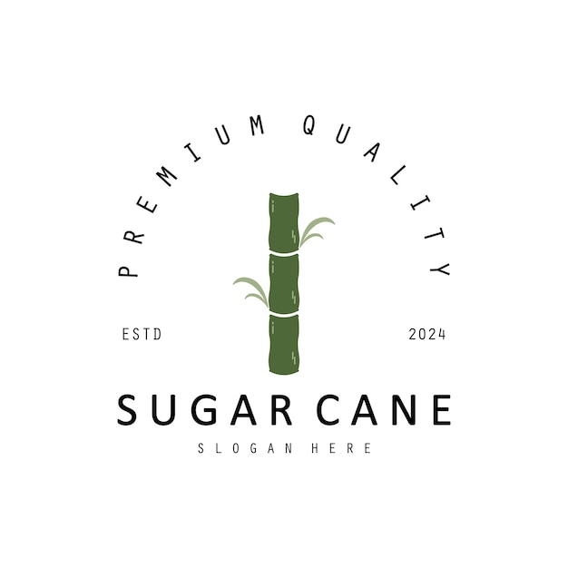 Diseño sencillo del logotipo de la planta de caña de azúcar Natural Sweet Sugar Cane Plant logotipo de diseño sencillo ilustración vectorial