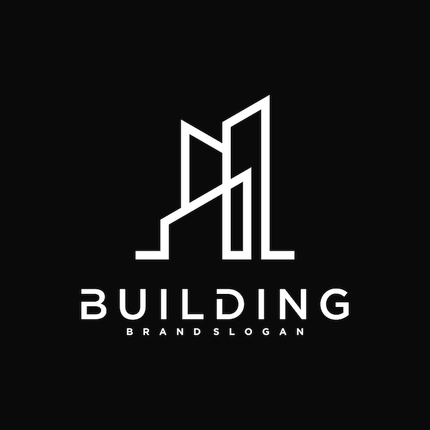 Diseño sencillo de logotipos de edificios y construcciones Símbolos de apartamentos de construcción y arquitectos Vector Premium